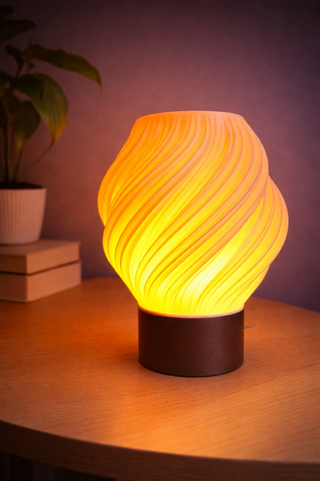 Amber Dekoratif Masa Lambası Ceviz Taban