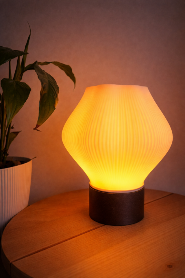 Vela Dekoratif Masa Lambası Ceviz Taban